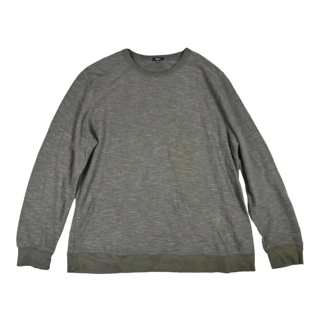 RAILS Men's Organic Cotton Blend Crewneck Sweater Heathered Olive Drab Green XXL